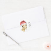 Giraffe Kerstmuts HO HO HO Ronde Sticker (Envelop)