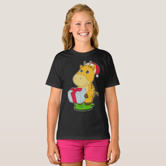 Giraffe kerstpakket t-shirt (Voorkant volledig)