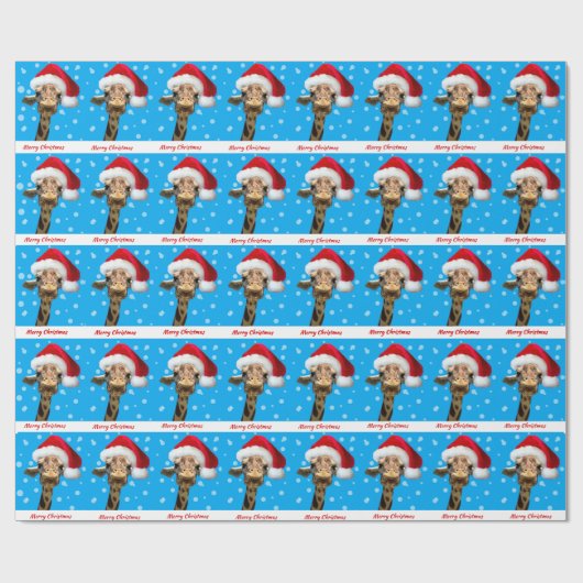 Giraffe kerstpapier cadeaupapier (Vlak)