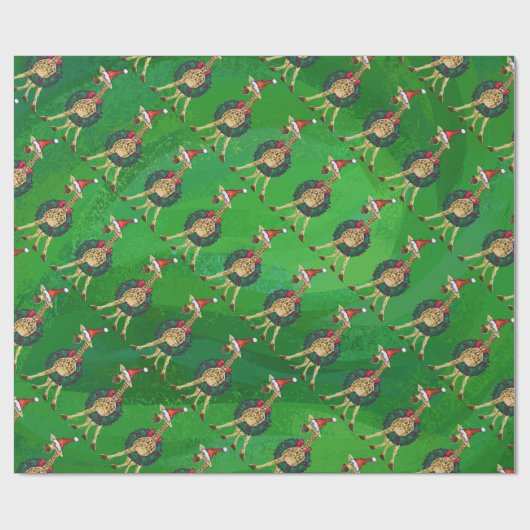 Giraffe kerstpapier cadeaupapier (Vlak)