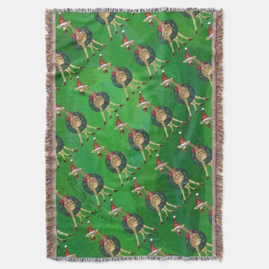 Giraffe kersttrow Blanket Deken (Voorkant Verticaal)