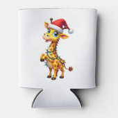 Giraffe Kerstverlichting Grappige Kerstman Giraffe Blikjeskoeler (Voorkant)