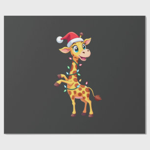 Giraffe Kerstverlichting Grappige Kerstman Giraffe Cadeaupapier