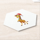 Giraffe Kerstverlichting Grappige Kerstman Giraffe Kartonnen Onderzetters (Schuin)