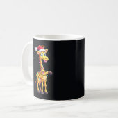 Giraffe Kerstverlichting Grappige Kerstman Giraffe Koffiemok (Voorkant links)