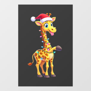 Giraffe Kerstverlichting Grappige Kerstman Giraffe Raamsticker