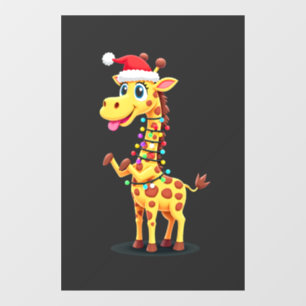 Giraffe Kerstverlichting Grappige Kerstman Giraffe Raamsticker