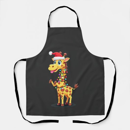 Giraffe Kerstverlichting Grappige Kerstman Giraffe Schort (Voorkant)