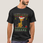 Giraffe Kerstverlichting Santa Ugly Sweater Xmas T-shirt (Voorkant)