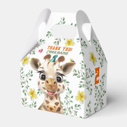 Giraffe Kids Verjaardag Bedankdoosjes (Voorkant Zijde)