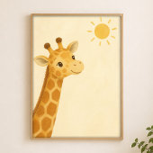 Giraffe Kijk Waterverf Whimsical Kunst Poster