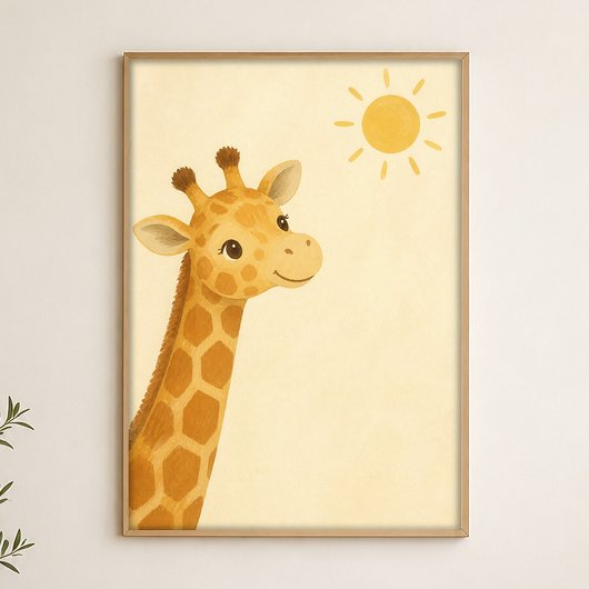 Giraffe Kijk Waterverf Whimsical Kunst Poster