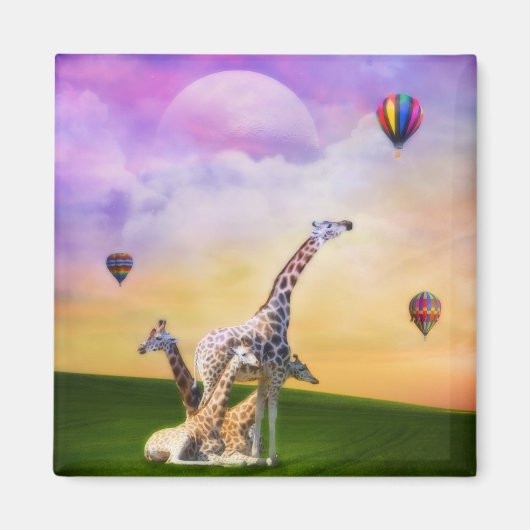 Giraffe kijken naar ballonnen magneet (Voorkant)