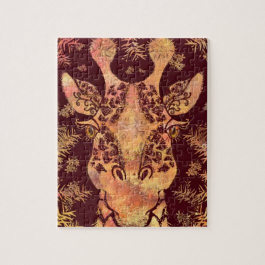Giraffe kijkend puzzel - schilderen (Verticaal)