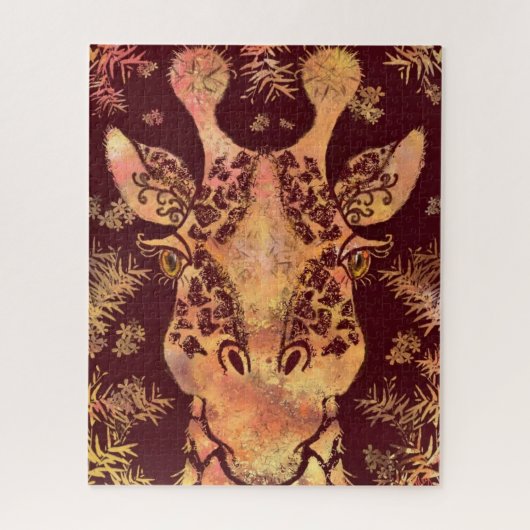 Giraffe Kijkende Legpuzzel - Schilderij (Verticaal)