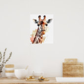 Giraffe kijkt naar het Poster van de Waterverf van (Keuken)