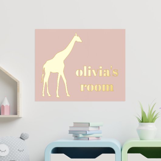Giraffe Kind - Aangepaste roze Folie - Zaal Afdrukken (Insitu (Kinderkamer))