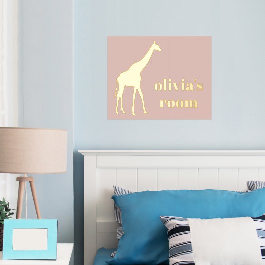 Giraffe Kind - Aangepaste roze Folie - Zaal Folie Afdrukken (Insitu (Slaapkamer))