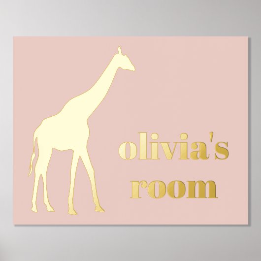 Giraffe Kind - Aangepaste roze Folie - Zaal Folie Afdrukken (Voorkant)