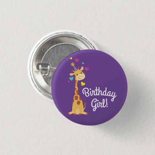 Giraffe Kinder partij Cute Birthday Girl Ronde Button 3,2 Cm (Voorkant /achterkant)