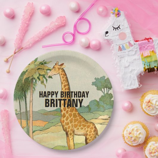 Giraffe kinderdag papieren bordje (Feest)