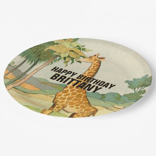Giraffe kinderdag papieren bordje (Gekanteld)