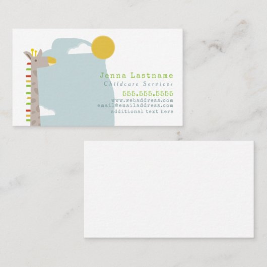 Giraffe Kinderopvang Visitekaartje (Voorkant / Achterkant)