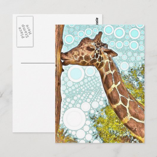 Giraffe Kiss Briefkaart (Voorkant / Achterkant)