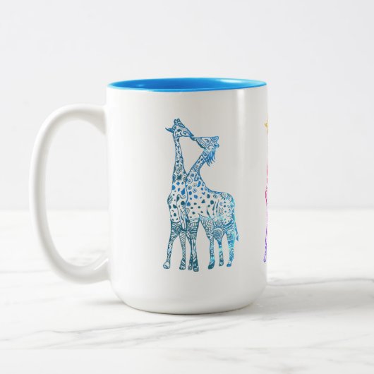 Giraffe Kiss Tekening 444 ml Tweetone Mok (Links)