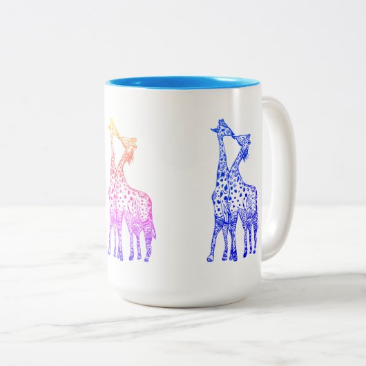 Giraffe Kiss Tekening 444 ml Tweetone Mok (Voorkant rechts)