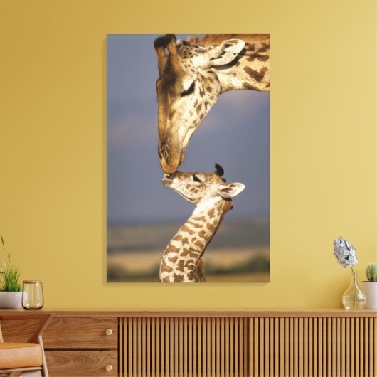 Giraffe KissingBaby Giraffe Canvas Afdruk (Insitu (Woonkamer))