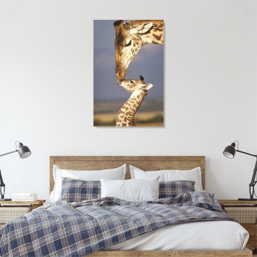 Giraffe KissingBaby Giraffe Canvas Afdruk (Insitu (Slaapkamer))