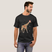 Giraffe Kleur Lichten Grappige Giraffe Santa Hat G T-shirt (Voorkant volledig)