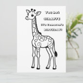 Giraffe kleurfeest digitale download  kaart (Staand voorkant)
