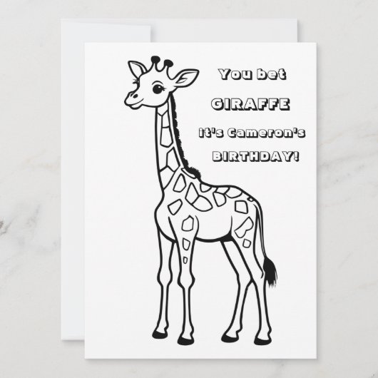 Giraffe kleurfeest digitale download  kaart (Voorkant)