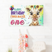 Giraffe Kleurrijke Confetti Kids Verjaardagsfeest Spandoek (Insitu)