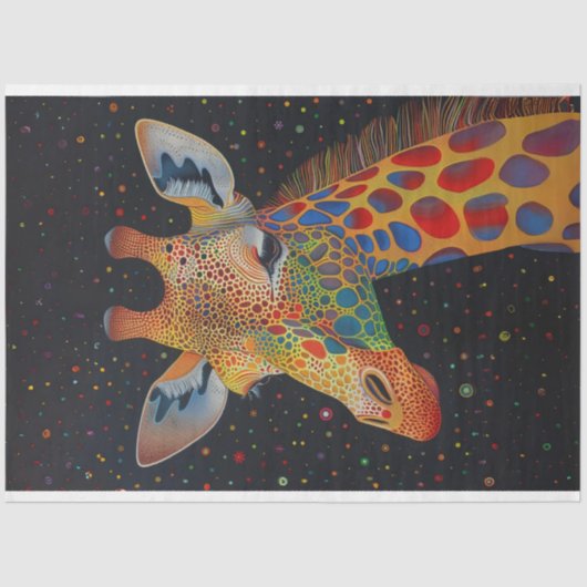 Giraffe Kleurrijke Huidcirkel Achtergrond Decoupag Tissuepapier (Voorkant)