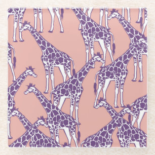 Giraffe Kleurrijke Vlekken Safari Illustratie Glazen Onderzetter