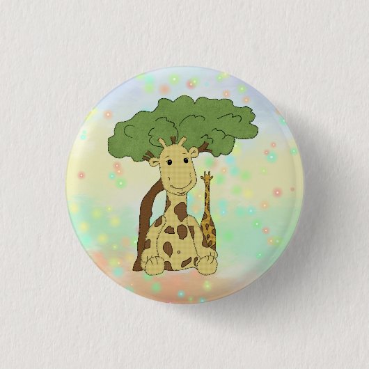 Giraffe knop ronde button 3,2 cm (Voorkant)