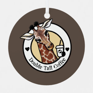 Giraffe koffieliefhebber KiniArt™️ Metalen Ornament