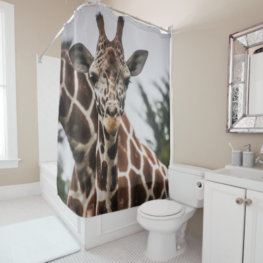 Giraffe kop Giraffe print Afrikaans dier Douchegordijn (In situ)