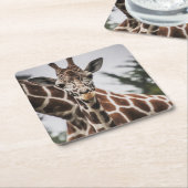 Giraffe kop Giraffe print Afrikaans dier Kartonnen Onderzetters (Schuin)