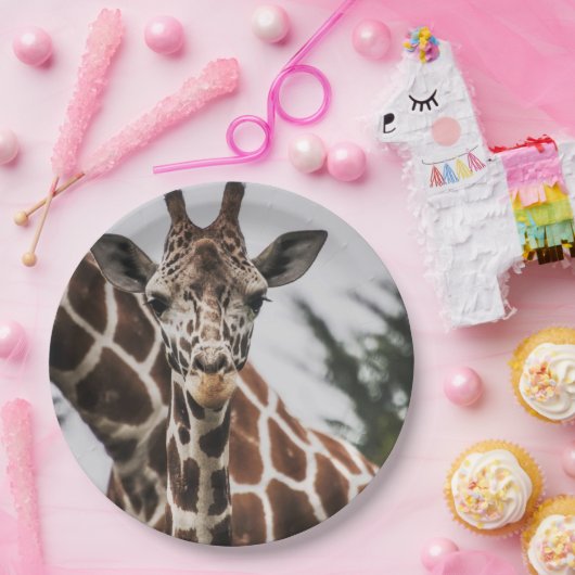 Giraffe kop Giraffe print Afrikaans dier Papieren Bordje (Feest)