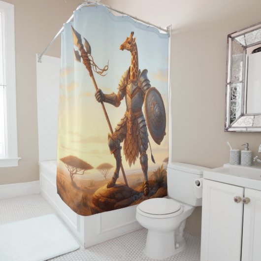 Giraffe krijger douchegordijn (In situ)