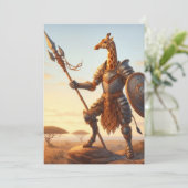 Giraffe krijger feestdagenkaart (Staand voorkant)
