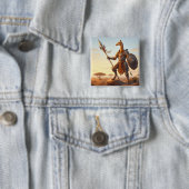Giraffe krijger vierkante button 5,1 cm (In situ)