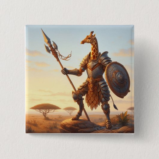 Giraffe krijger vierkante button 5,1 cm (Voorkant)