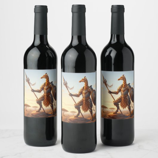 Giraffe krijger wijn etiket (Flessen)