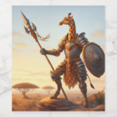 Giraffe krijger wijn etiket (Enkel label)