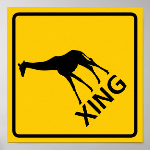 Giraffe-kruising Highway Sign Poster
